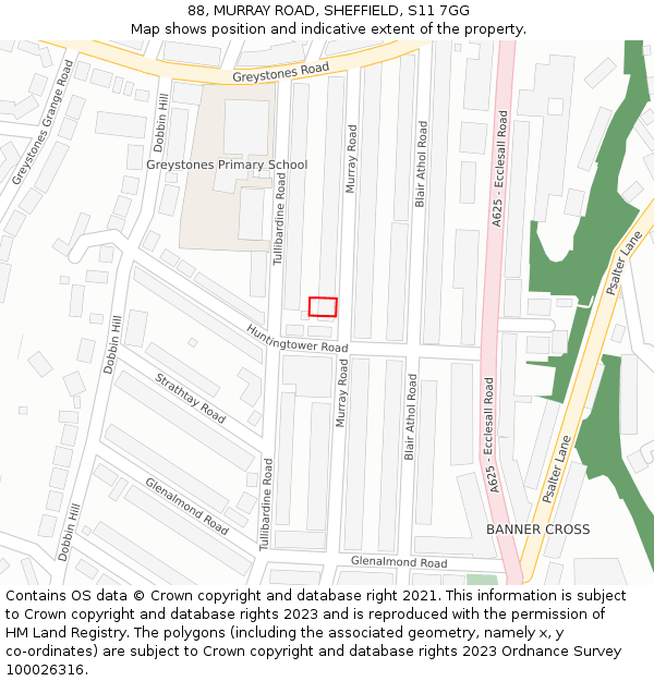88, MURRAY ROAD, SHEFFIELD, S11 7GG: Location map and indicative extent of plot