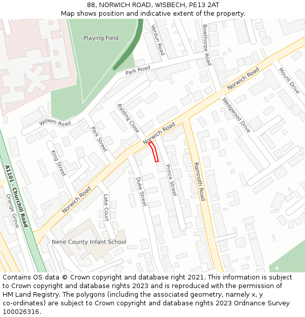 88, NORWICH ROAD, WISBECH, PE13 2AT: Location map and indicative extent of plot
