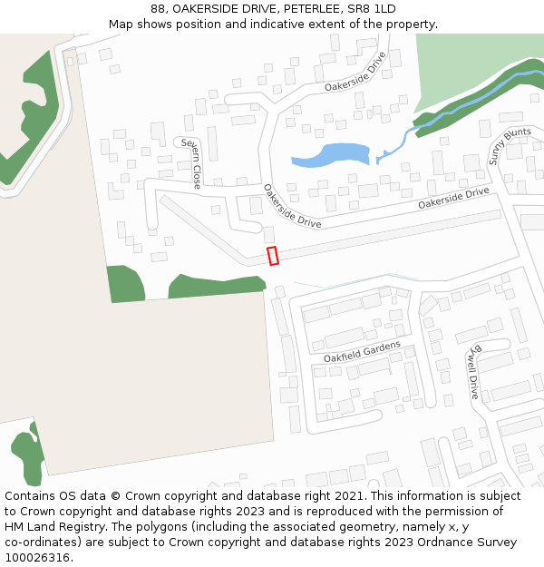 88, OAKERSIDE DRIVE, PETERLEE, SR8 1LD: Location map and indicative extent of plot