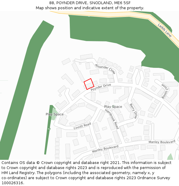 88, POYNDER DRIVE, SNODLAND, ME6 5SF: Location map and indicative extent of plot