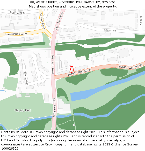88, WEST STREET, WORSBROUGH, BARNSLEY, S70 5DG: Location map and indicative extent of plot