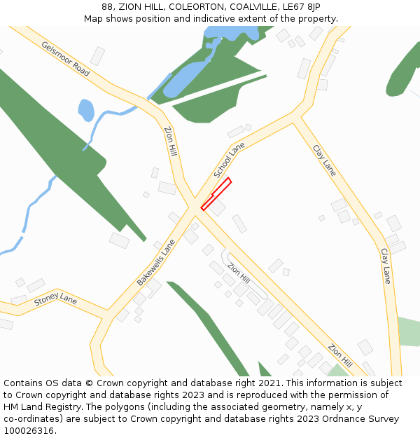 88, ZION HILL, COLEORTON, COALVILLE, LE67 8JP: Location map and indicative extent of plot