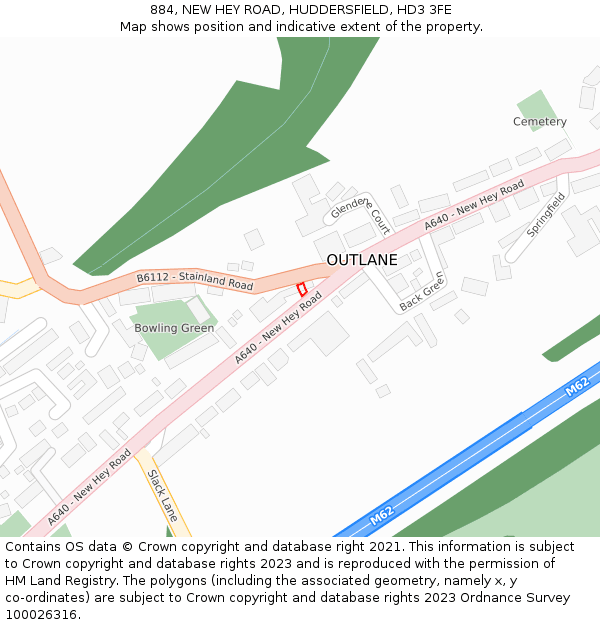 884, NEW HEY ROAD, HUDDERSFIELD, HD3 3FE: Location map and indicative extent of plot