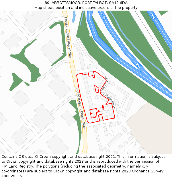 89, ABBOTTSMOOR, PORT TALBOT, SA12 6DA: Location map and indicative extent of plot