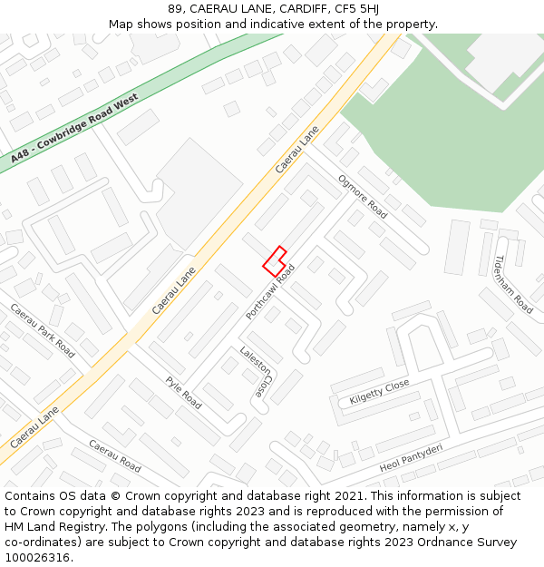 89, CAERAU LANE, CARDIFF, CF5 5HJ: Location map and indicative extent of plot