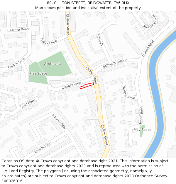 89, CHILTON STREET, BRIDGWATER, TA6 3HX: Location map and indicative extent of plot