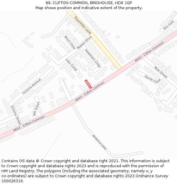 89, CLIFTON COMMON, BRIGHOUSE, HD6 1QP: Location map and indicative extent of plot