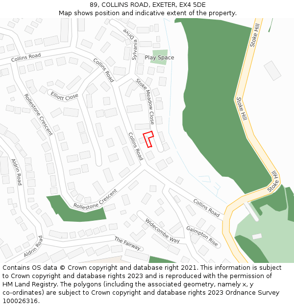 89, COLLINS ROAD, EXETER, EX4 5DE: Location map and indicative extent of plot