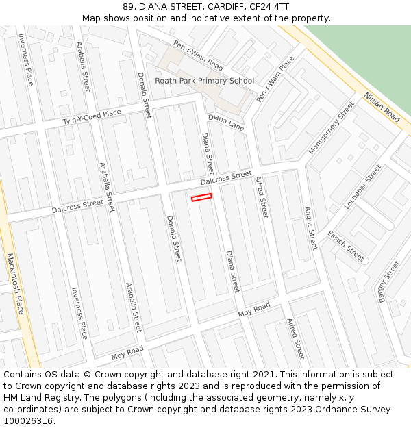 89, DIANA STREET, CARDIFF, CF24 4TT: Location map and indicative extent of plot