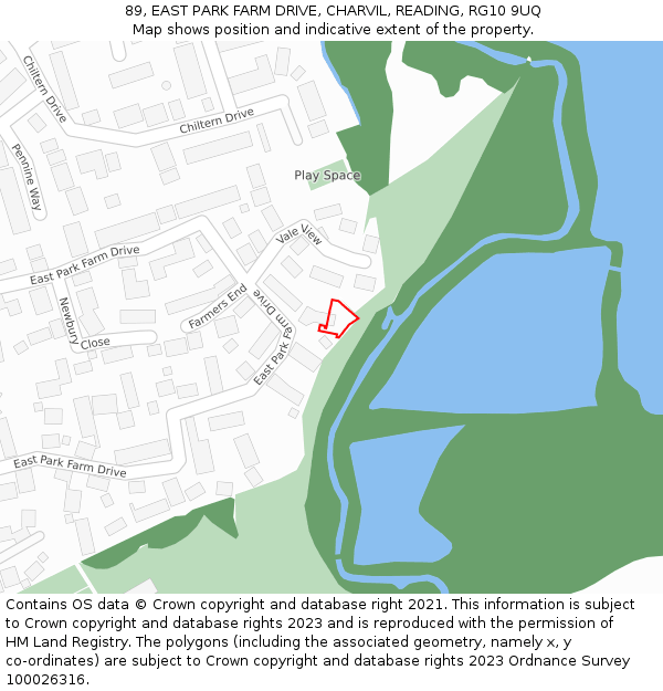 89, EAST PARK FARM DRIVE, CHARVIL, READING, RG10 9UQ: Location map and indicative extent of plot