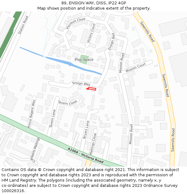 89, ENSIGN WAY, DISS, IP22 4GP: Location map and indicative extent of plot