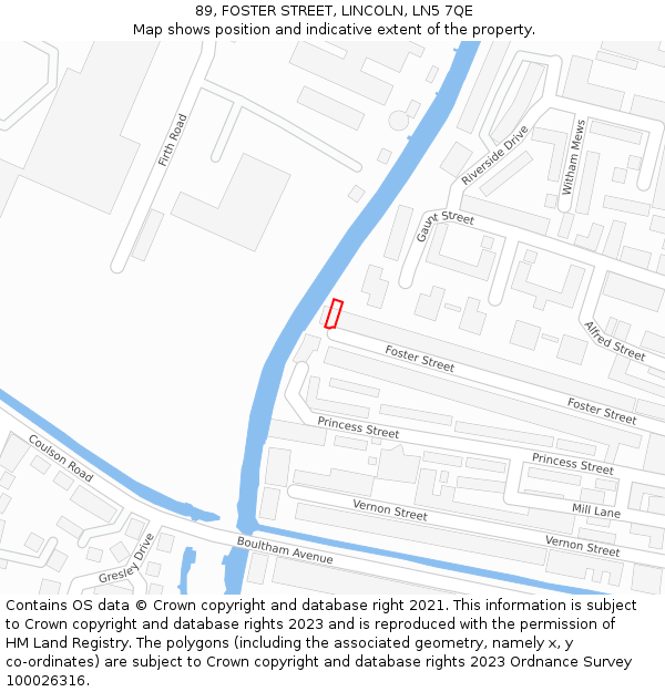 89, FOSTER STREET, LINCOLN, LN5 7QE: Location map and indicative extent of plot