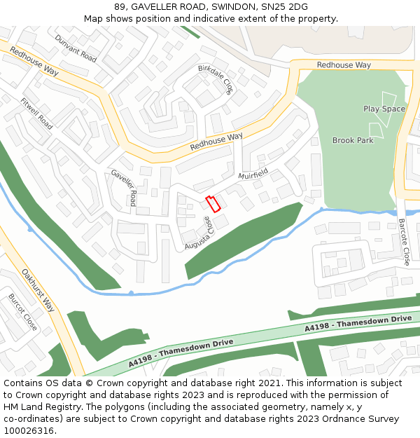 89, GAVELLER ROAD, SWINDON, SN25 2DG: Location map and indicative extent of plot