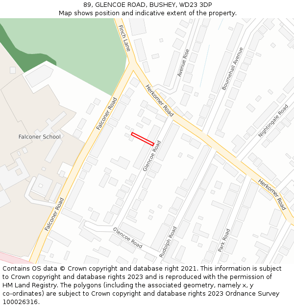89, GLENCOE ROAD, BUSHEY, WD23 3DP: Location map and indicative extent of plot