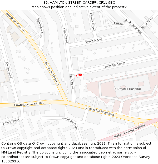 89, HAMILTON STREET, CARDIFF, CF11 9BQ: Location map and indicative extent of plot