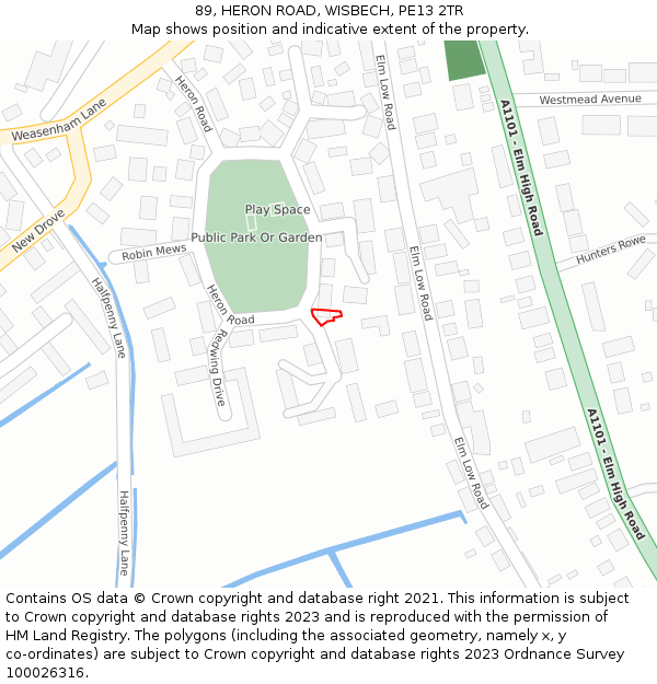 89, HERON ROAD, WISBECH, PE13 2TR: Location map and indicative extent of plot