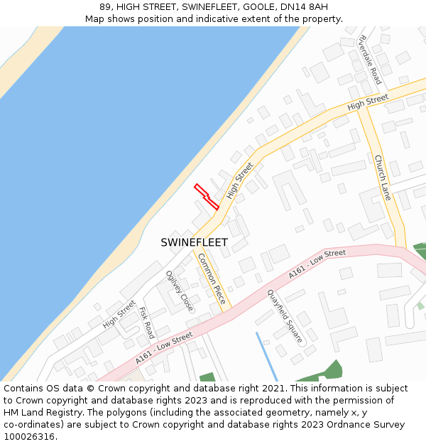 89, HIGH STREET, SWINEFLEET, GOOLE, DN14 8AH: Location map and indicative extent of plot