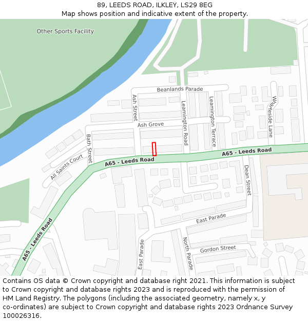 89, LEEDS ROAD, ILKLEY, LS29 8EG: Location map and indicative extent of plot