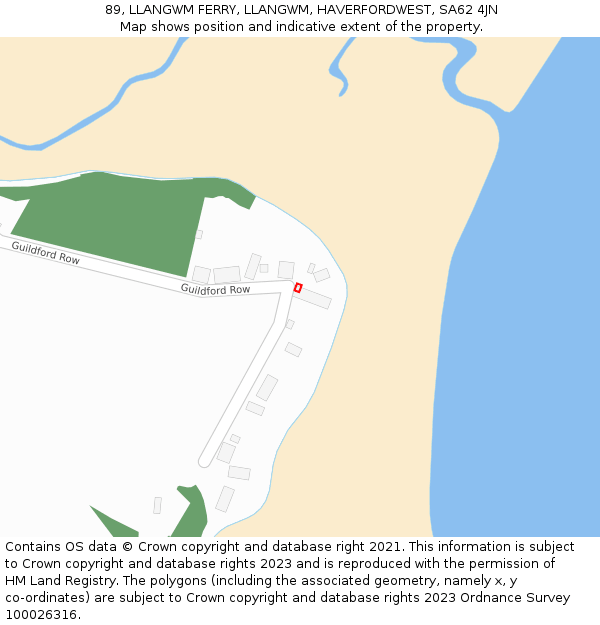 89, LLANGWM FERRY, LLANGWM, HAVERFORDWEST, SA62 4JN: Location map and indicative extent of plot