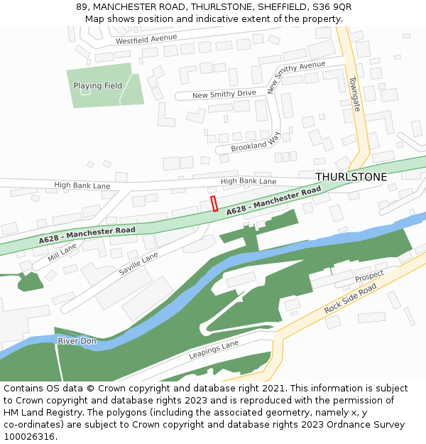 89, MANCHESTER ROAD, THURLSTONE, SHEFFIELD, S36 9QR: Location map and indicative extent of plot