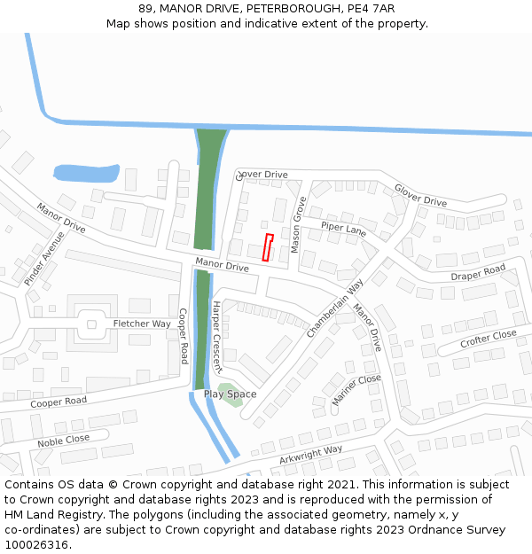 89, MANOR DRIVE, PETERBOROUGH, PE4 7AR: Location map and indicative extent of plot