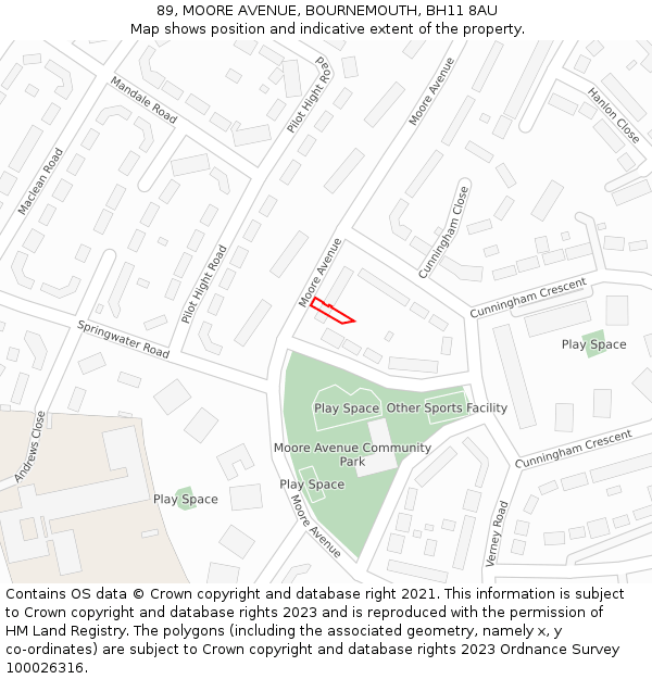 89, MOORE AVENUE, BOURNEMOUTH, BH11 8AU: Location map and indicative extent of plot