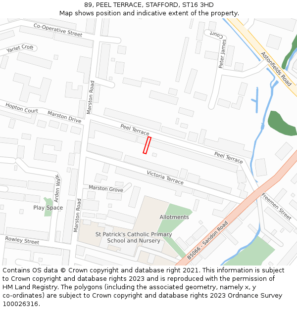 89, PEEL TERRACE, STAFFORD, ST16 3HD: Location map and indicative extent of plot