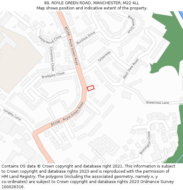 89, ROYLE GREEN ROAD, MANCHESTER, M22 4LL: Location map and indicative extent of plot