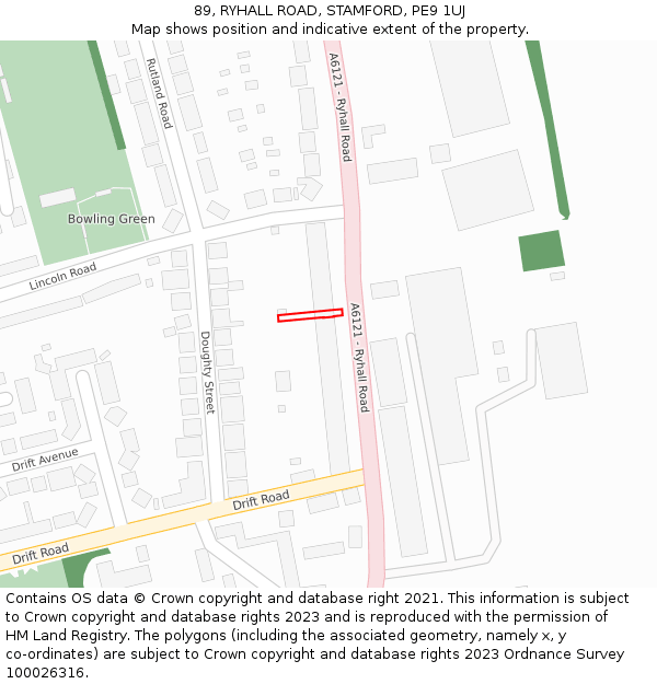 89, RYHALL ROAD, STAMFORD, PE9 1UJ: Location map and indicative extent of plot