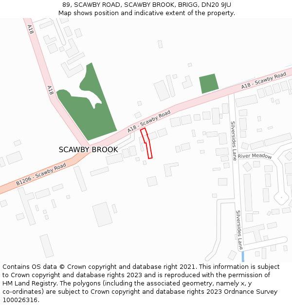 89, SCAWBY ROAD, SCAWBY BROOK, BRIGG, DN20 9JU: Location map and indicative extent of plot