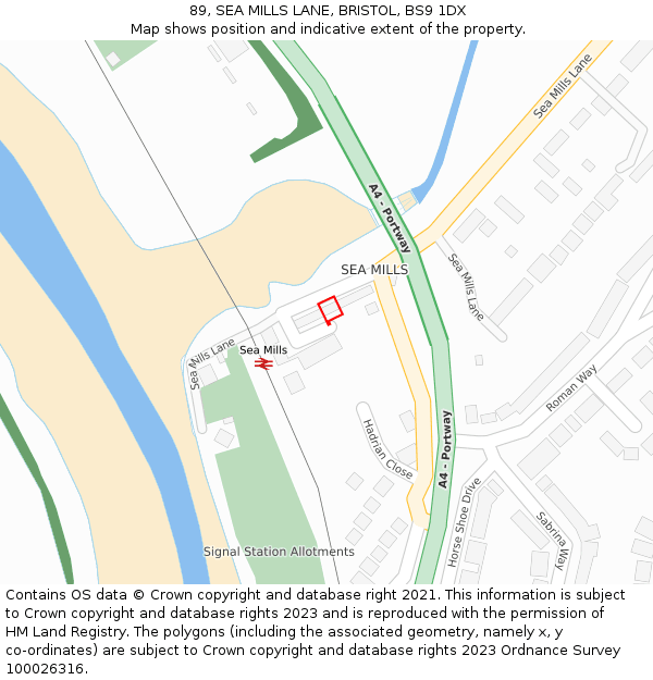 89, SEA MILLS LANE, BRISTOL, BS9 1DX: Location map and indicative extent of plot