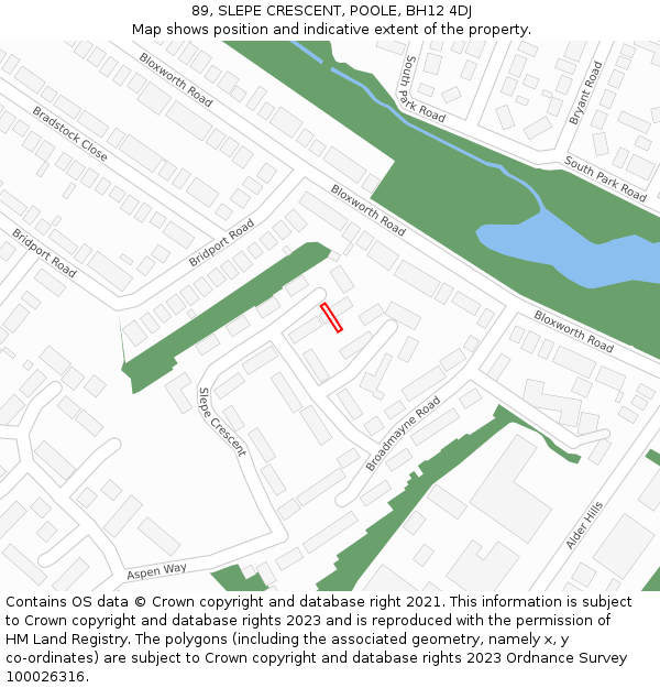 89, SLEPE CRESCENT, POOLE, BH12 4DJ: Location map and indicative extent of plot