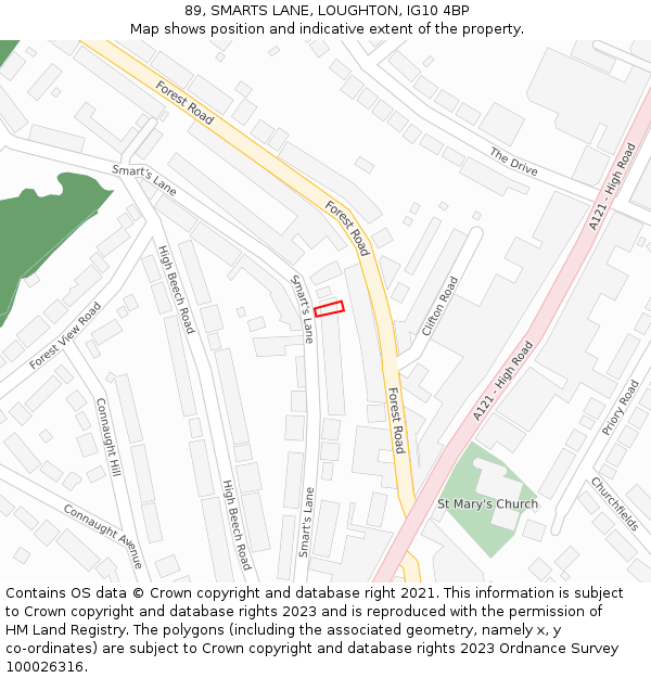89, SMARTS LANE, LOUGHTON, IG10 4BP: Location map and indicative extent of plot