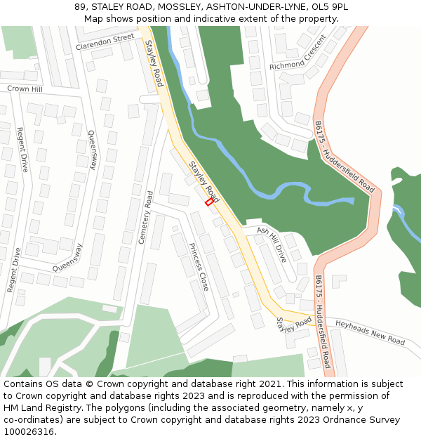 89, STALEY ROAD, MOSSLEY, ASHTON-UNDER-LYNE, OL5 9PL: Location map and indicative extent of plot