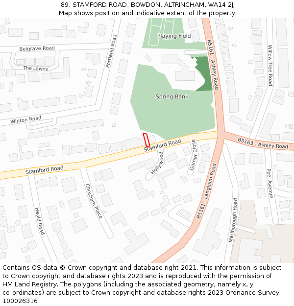 89, STAMFORD ROAD, BOWDON, ALTRINCHAM, WA14 2JJ: Location map and indicative extent of plot