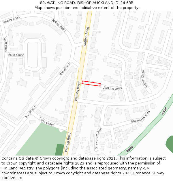 89, WATLING ROAD, BISHOP AUCKLAND, DL14 6RR: Location map and indicative extent of plot