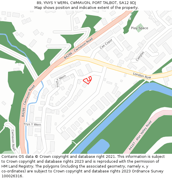 89, YNYS Y WERN, CWMAVON, PORT TALBOT, SA12 9DJ: Location map and indicative extent of plot