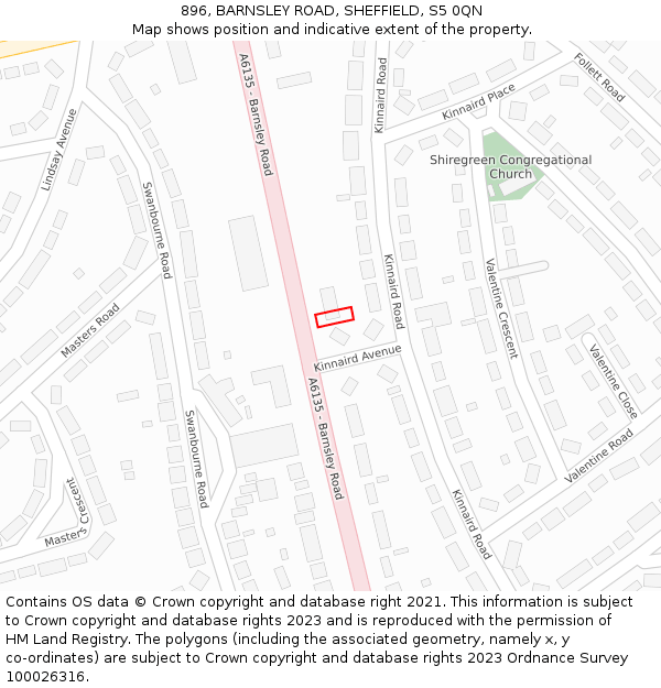 896, BARNSLEY ROAD, SHEFFIELD, S5 0QN: Location map and indicative extent of plot