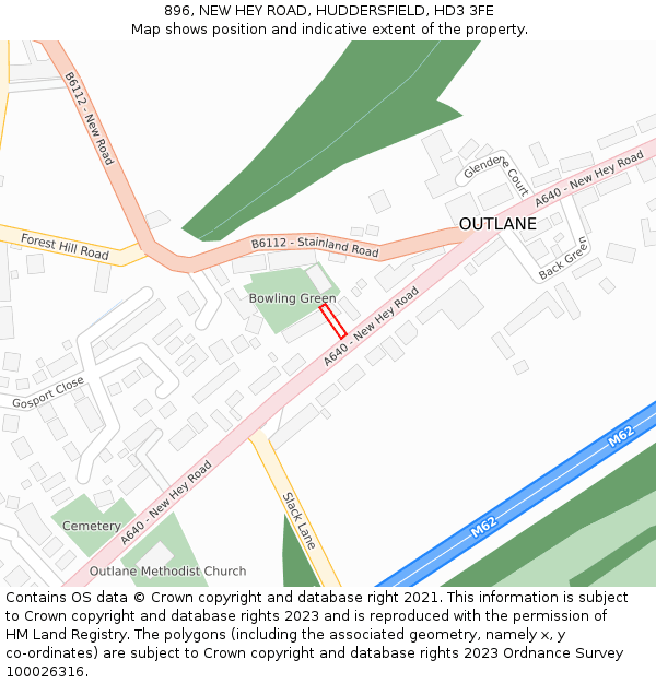 896, NEW HEY ROAD, HUDDERSFIELD, HD3 3FE: Location map and indicative extent of plot