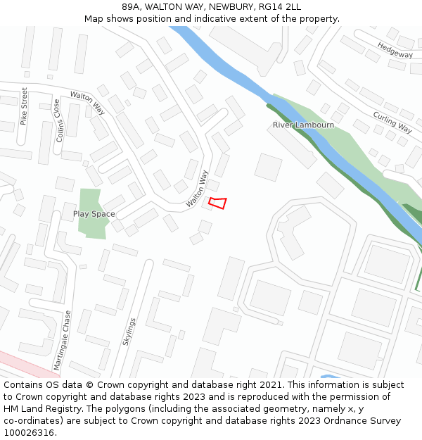 89A, WALTON WAY, NEWBURY, RG14 2LL: Location map and indicative extent of plot