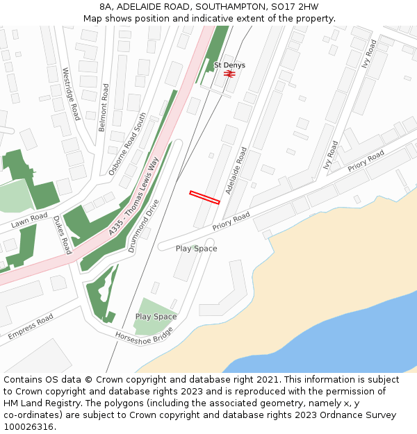8A, ADELAIDE ROAD, SOUTHAMPTON, SO17 2HW: Location map and indicative extent of plot