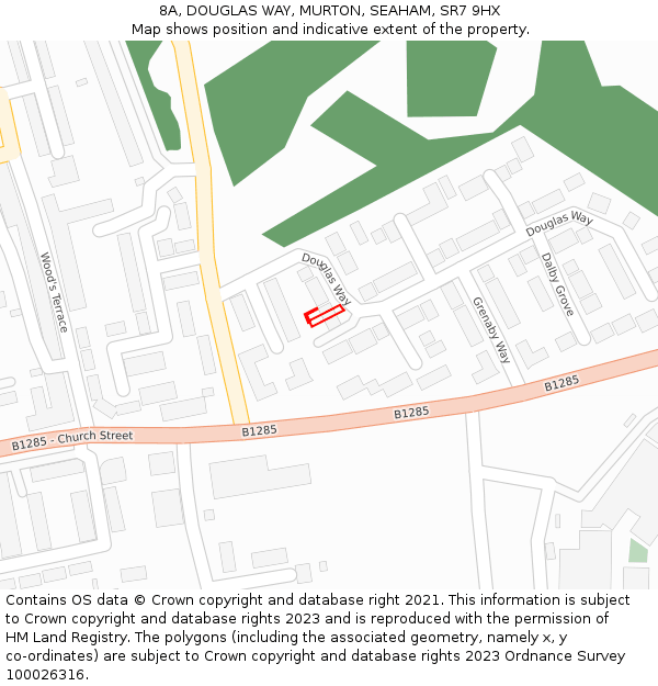 8A, DOUGLAS WAY, MURTON, SEAHAM, SR7 9HX: Location map and indicative extent of plot