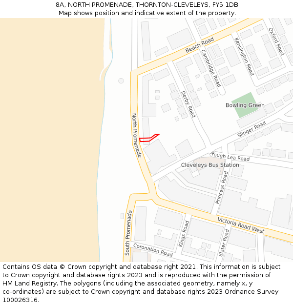 8A, NORTH PROMENADE, THORNTON-CLEVELEYS, FY5 1DB: Location map and indicative extent of plot