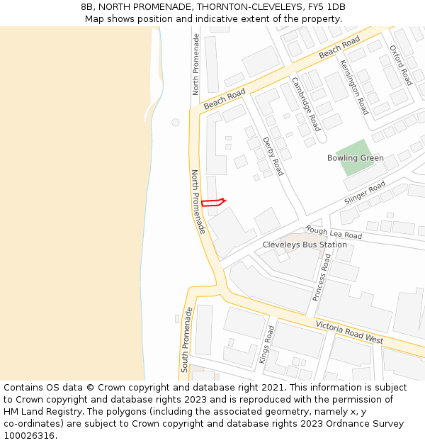 8B, NORTH PROMENADE, THORNTON-CLEVELEYS, FY5 1DB: Location map and indicative extent of plot