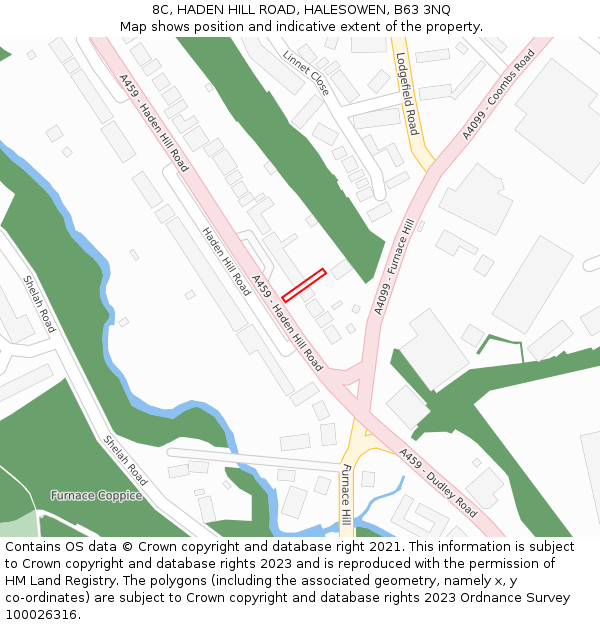 8C, HADEN HILL ROAD, HALESOWEN, B63 3NQ: Location map and indicative extent of plot