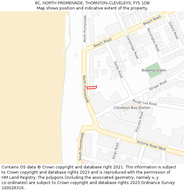 8C, NORTH PROMENADE, THORNTON-CLEVELEYS, FY5 1DB: Location map and indicative extent of plot