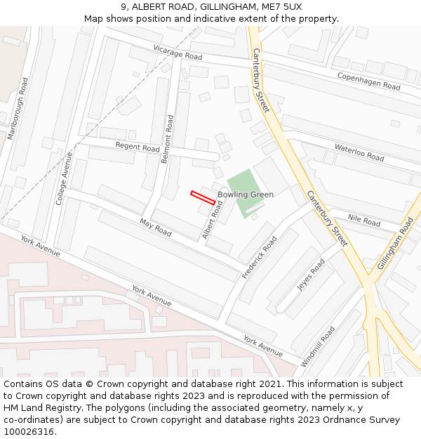9, ALBERT ROAD, GILLINGHAM, ME7 5UX: Location map and indicative extent of plot