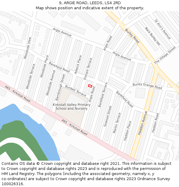 9, ARGIE ROAD, LEEDS, LS4 2RD: Location map and indicative extent of plot