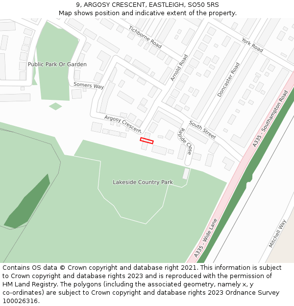 9, ARGOSY CRESCENT, EASTLEIGH, SO50 5RS: Location map and indicative extent of plot