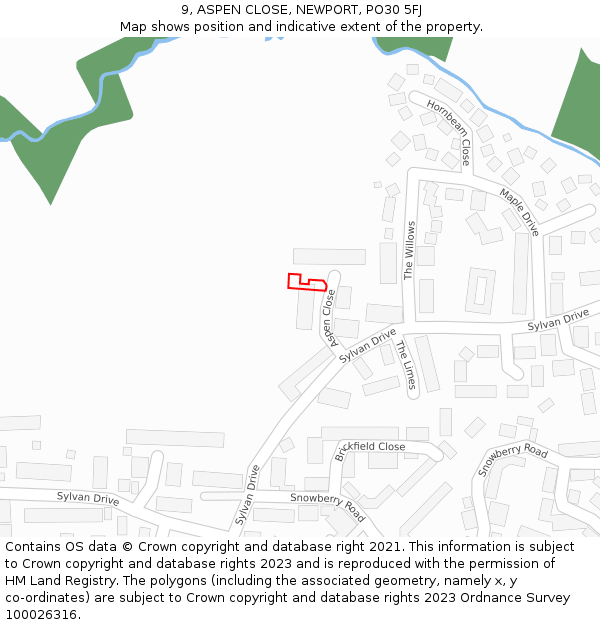 9, ASPEN CLOSE, NEWPORT, PO30 5FJ: Location map and indicative extent of plot